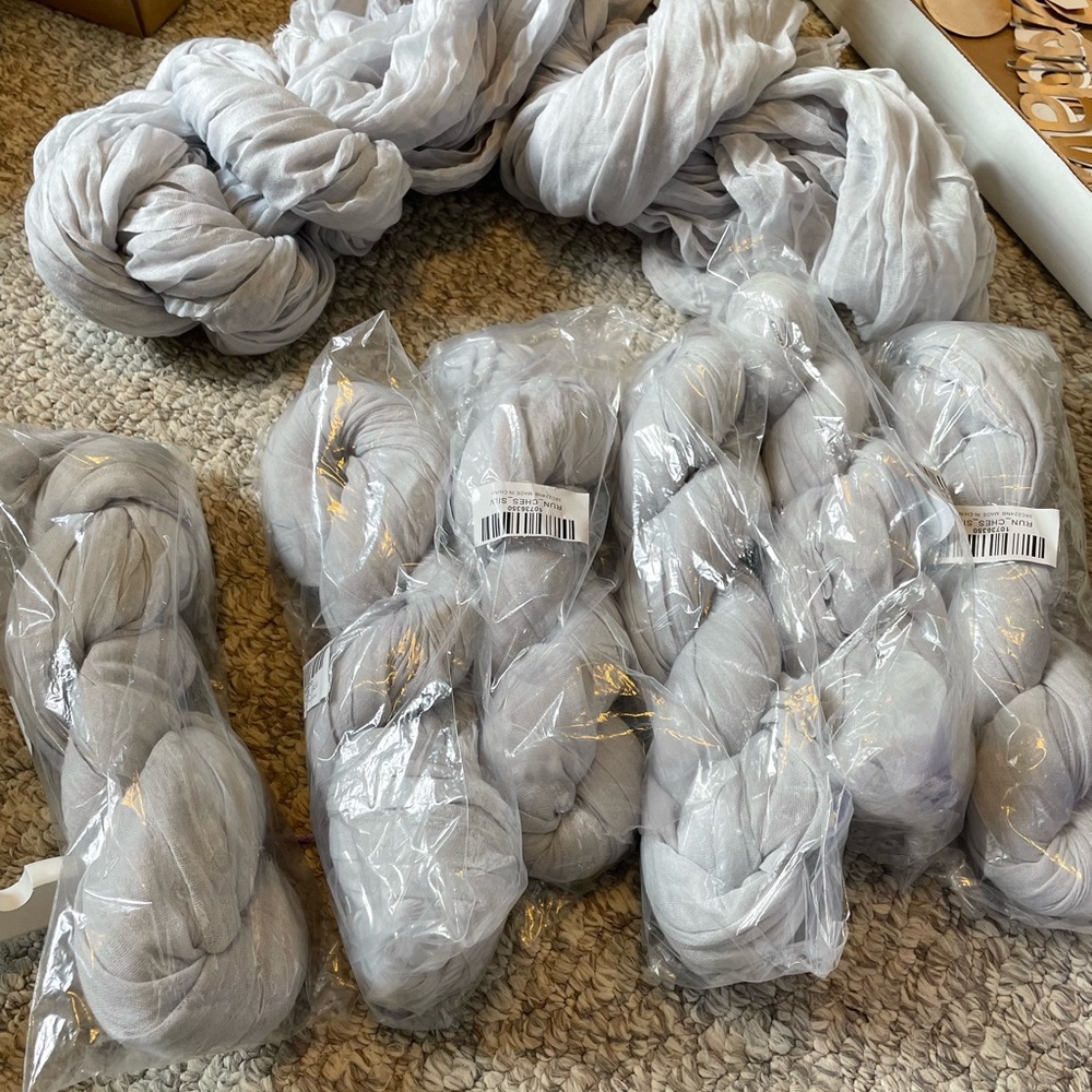 8 Light Grey Cheesecloth Runners